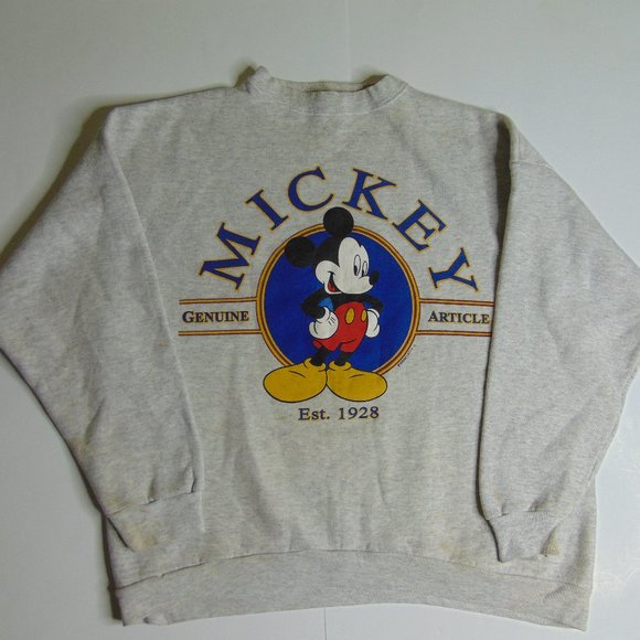 Disney Sweaters - 90s Mickey Mouse Disney Crewneck Sweatshirt Gray